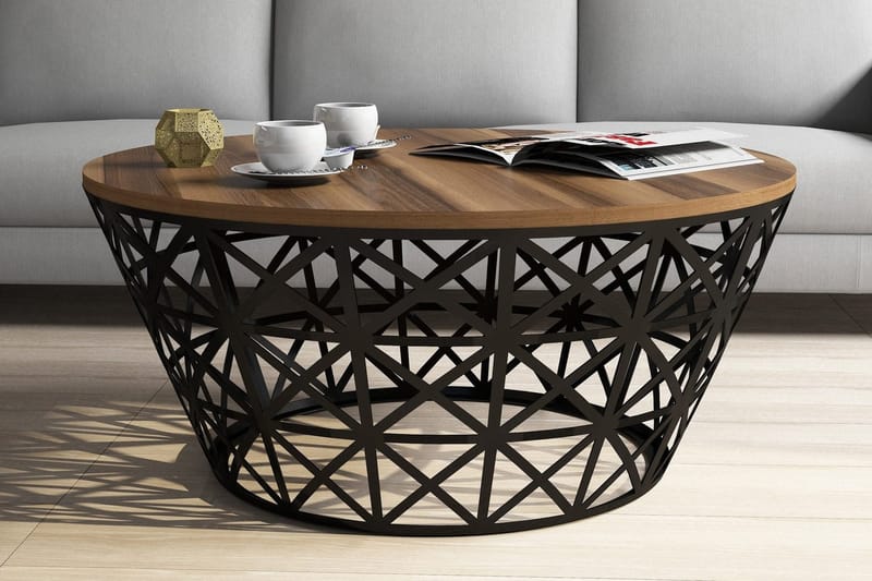 Hovdane Soffbord 90 cm Runt Avsmalnande - Valnötsbrun/Svart - Möbler - Vardagsrum - Soffbord & vardagsrumsbord - Soffbord