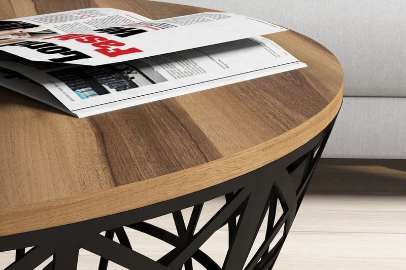 Hovdane Soffbord 90 cm Runt Avsmalnande - Valnötsbrun/Svart - Möbler - Vardagsrum - Soffbord & vardagsrumsbord - Soffbord