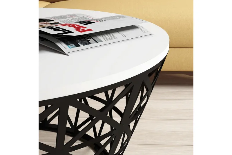 Hovdane Soffbord 90 cm Runt Avsmalnande - Vit/Svart - Möbler - Vardagsrum - Soffbord & vardagsrumsbord - Soffbord