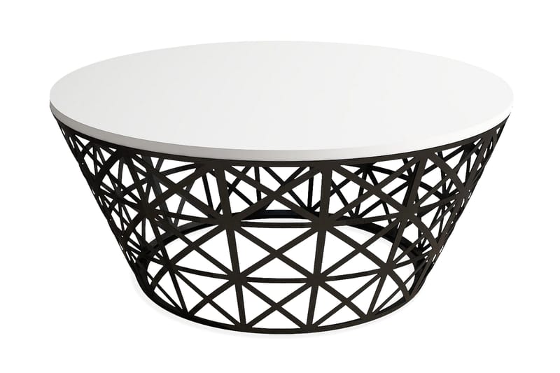 Hovdane Soffbord 90 cm Runt Avsmalnande, Vit/Svart