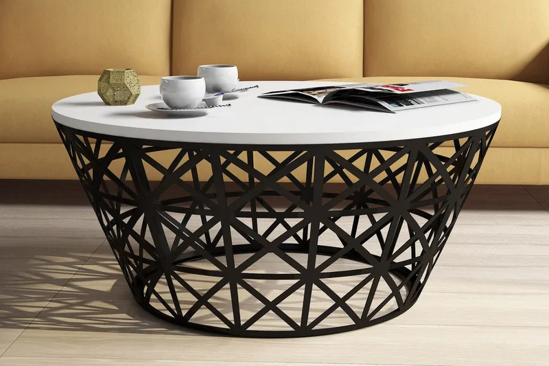 Hovdane Soffbord 90 cm Runt Avsmalnande - Vit/Svart - Möbler - Vardagsrum - Soffbord & vardagsrumsbord - Soffbord