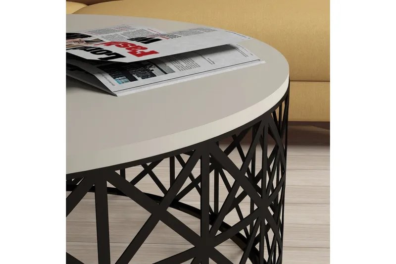 Hovdane Soffbord 90 cm Runt - Krämvit/Svart - Möbler - Vardagsrum - Soffbord & vardagsrumsbord - Soffbord