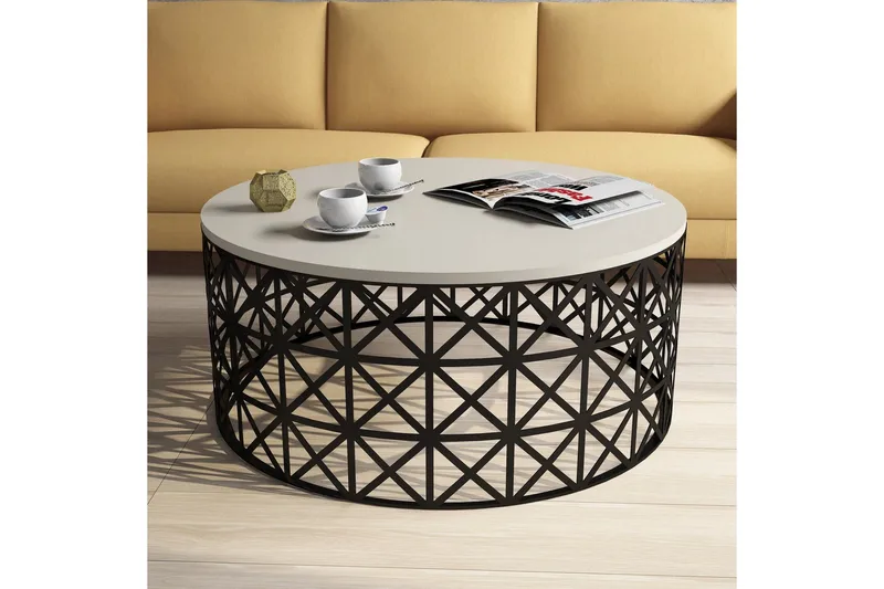 Hovdane Soffbord 90 cm Runt - Krämvit/Svart - Möbler - Vardagsrum - Soffbord & vardagsrumsbord - Soffbord