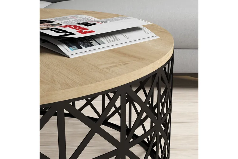 Hovdane Soffbord 90 cm Runt - Ljusbrun/Svart - Möbler - Vardagsrum - Soffbord & vardagsrumsbord - Soffbord