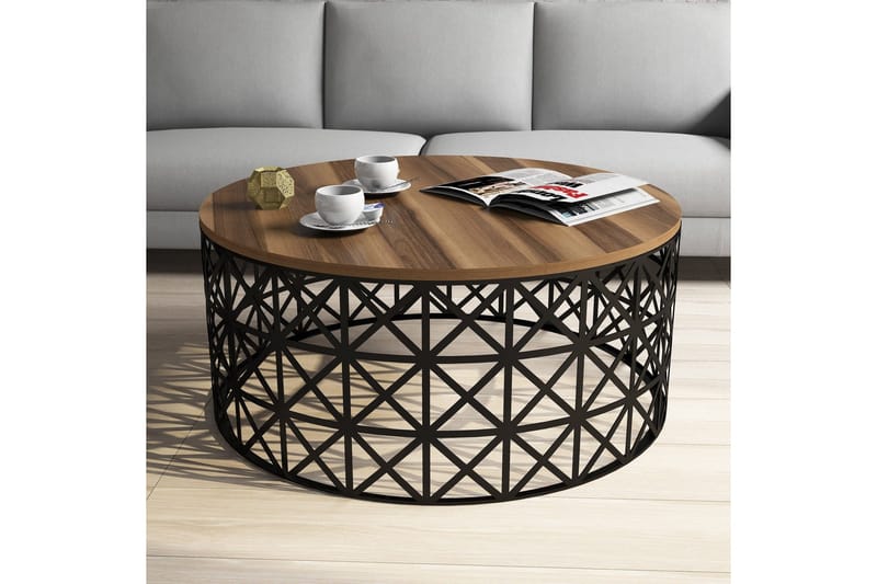 Hovdane Soffbord 90 cm Runt - Valnötsbrun/Svart - Möbler - Vardagsrum - Soffbord & vardagsrumsbord - Soffbord