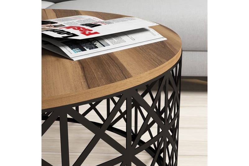 Hovdane Soffbord 90 cm Runt - Valnötsbrun/Svart - Möbler - Vardagsrum - Soffbord & vardagsrumsbord - Soffbord