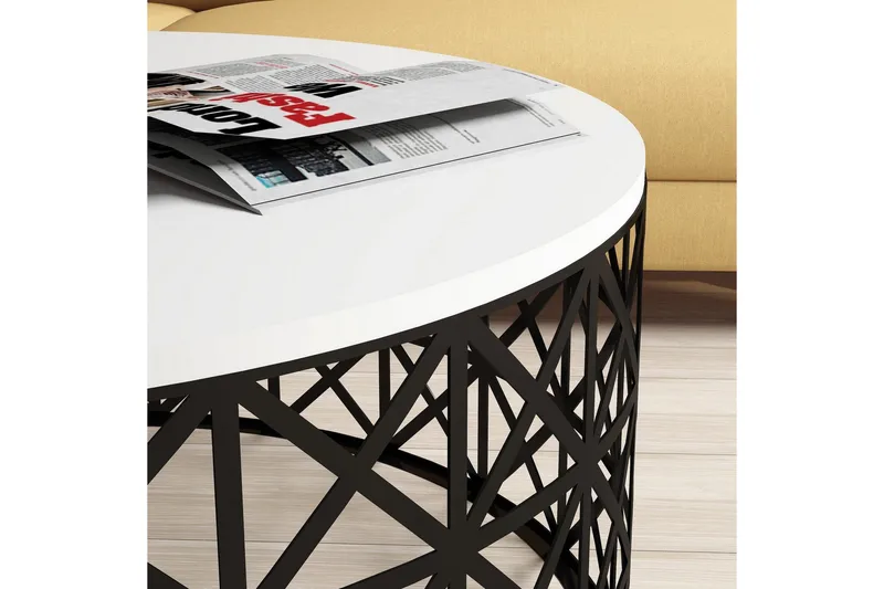 Hovdane Soffbord 90 cm Runt - Vit/Svart - Möbler - Vardagsrum - Soffbord & vardagsrumsbord - Soffbord