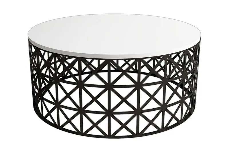 Hovdane Soffbord 90 cm Runt, Vit/Svart