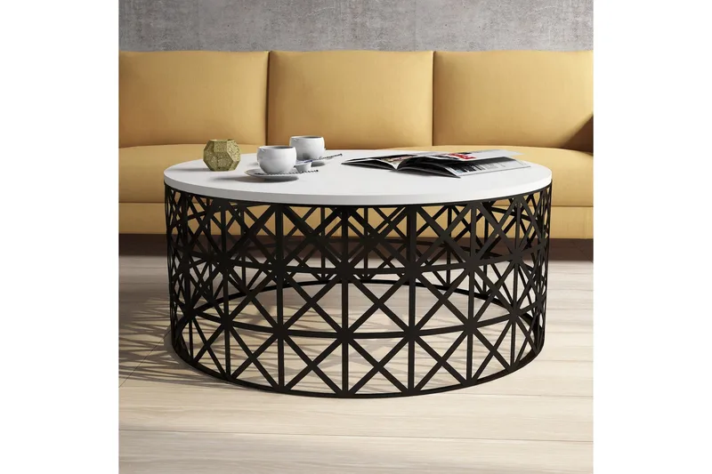Hovdane Soffbord 90 cm Runt - Vit/Svart - Möbler - Vardagsrum - Soffbord & vardagsrumsbord - Soffbord