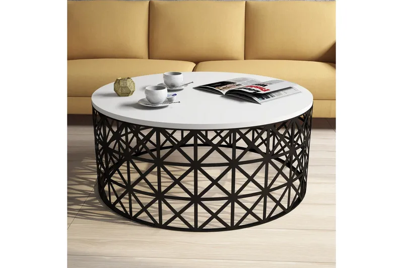 Hovdane Soffbord 90 cm Runt - Vit/Svart - Möbler - Vardagsrum - Soffbord & vardagsrumsbord - Soffbord