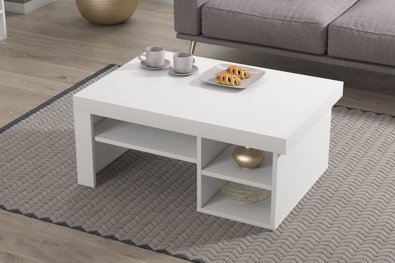 HULTSVIK Soffbord 92 cm med Förvaring Hyllor Vit - Möbler - Vardagsrum - Soffbord & vardagsrumsbord - Soffbord