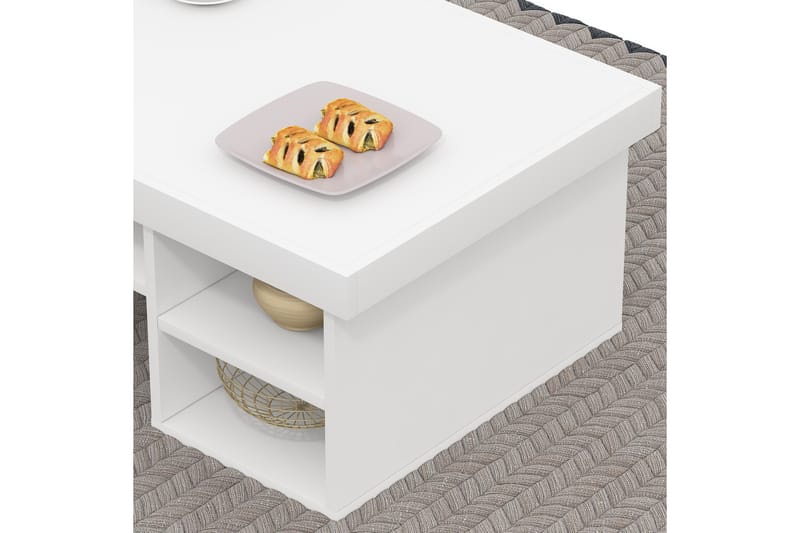 HULTSVIK Soffbord 92 cm med Förvaring Hyllor Vit - Möbler - Vardagsrum - Soffbord & vardagsrumsbord - Soffbord