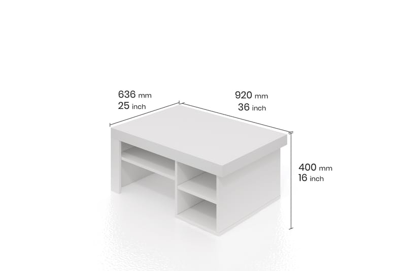 HULTSVIK Soffbord 92 cm med Förvaring Hyllor Vit - Soffbord - Bord