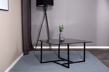 Hybrid Rektangulärt Soffbord 80x80 cm i Glas med Glasskiva - Grå - Möbler - Vardagsrum - Soffbord & vardagsrumsbord - Soffbord
