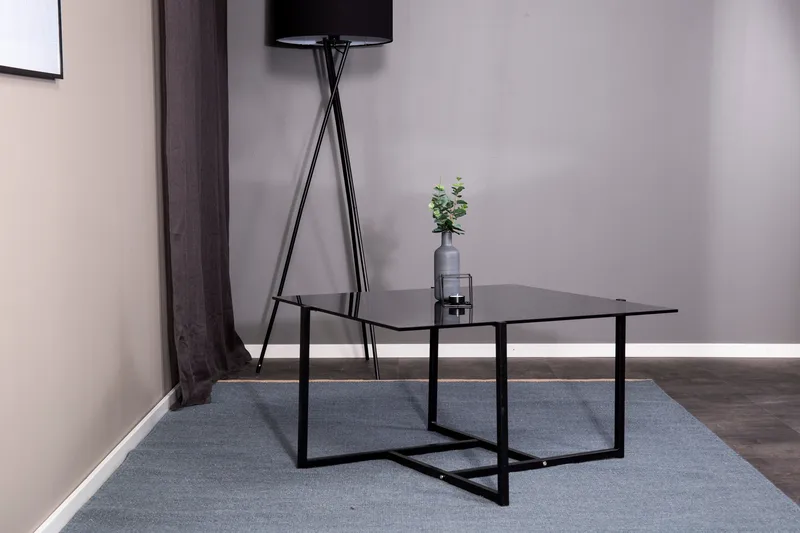 Hybrid Rektangulärt Soffbord 80x80 cm i Glas med Glasskiva - Grå - Möbler - Vardagsrum - Soffbord & vardagsrumsbord - Soffbord