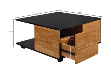 Hyland Kvadratiskt Soffbord med Lådor och Hjul 70 cm i Målat Trä - Svart - Möbler - Vardagsrum - Soffbord & vardagsrumsbord - Soffbord