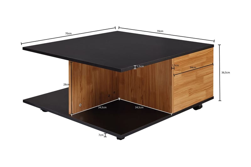 Hyland Soffbord 70 cm - Svart - Möbler - Vardagsrum - Soffbord & vardagsrumsbord - Soffbord