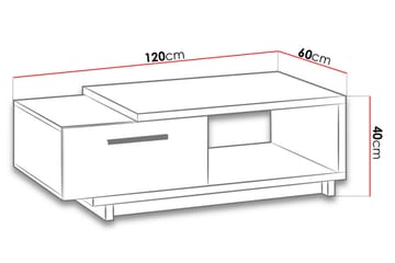 Ingram Soffbord 120 cm med Förvaring Låda + Hylla - Natur/Svart - Möbler - Vardagsrum - Soffbord & vardagsrumsbord - Soffbord