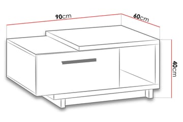 Ingram Soffbord 90 cm med Förvaring Låda + Hylla - Natur/Svart - Möbler - Vardagsrum - Soffbord & vardagsrumsbord - Soffbord