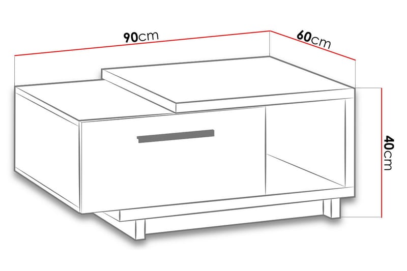 Ingram Soffbord 90 cm med Förvaring Låda + Hylla - Natur/Svart - Möbler - Vardagsrum - Soffbord & vardagsrumsbord - Soffbord