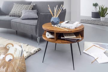 Irias Soffbord 60 cm med Förvaring Hylla Runt - Massivt Trä/Svart - Möbler - Vardagsrum - Soffbord & vardagsrumsbord - Soffbord