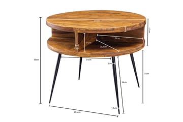 Irias Soffbord 60 cm med Förvaring Hylla Runt - Massivt Trä/Svart - Möbler - Vardagsrum - Soffbord & vardagsrumsbord - Soffbord