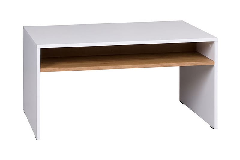 IWAN Soffbord 90 cm med Förvaring Hylla Vit/Ekfärg - Vit/Ek - Soffbord - Bord