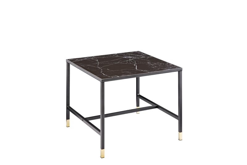 JACOBAY Soffbord 60 cm Marmormönster Glas/Svart/Mässing - Bord - Marmorbord - Soffbord