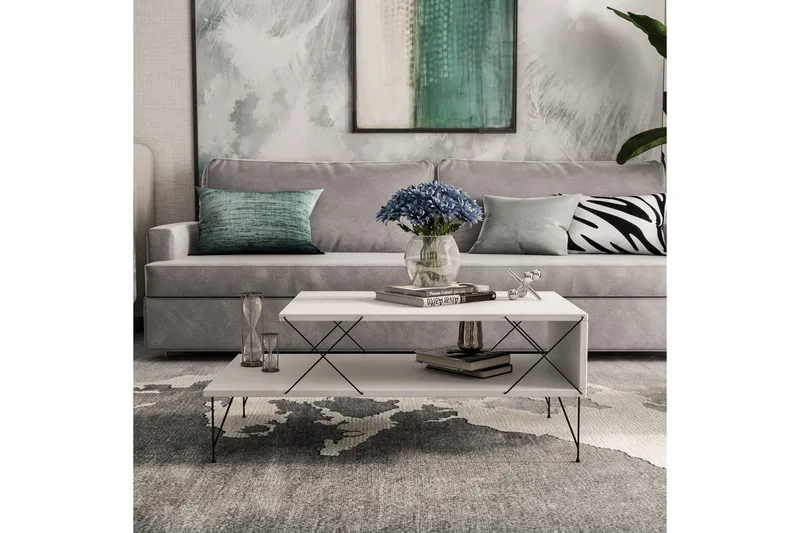 Jaennis Soffbord 100 cm - Vit/Svart - Möbler - Vardagsrum - Soffbord & vardagsrumsbord - Soffbord