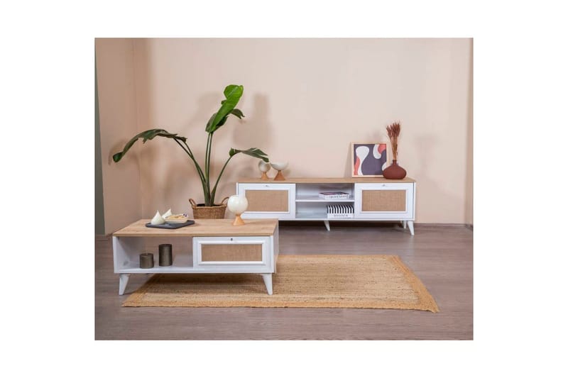 Soffbord Jatinder Vit / Ek - Vit / Ek - Möbler - Vardagsrum - Soffbord & vardagsrumsbord - Soffbord