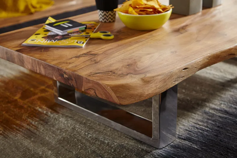 Kaiya Soffbord 115 cm - Akacia/krom - Möbler - Vardagsrum - Soffbord & vardagsrumsbord - Soffbord