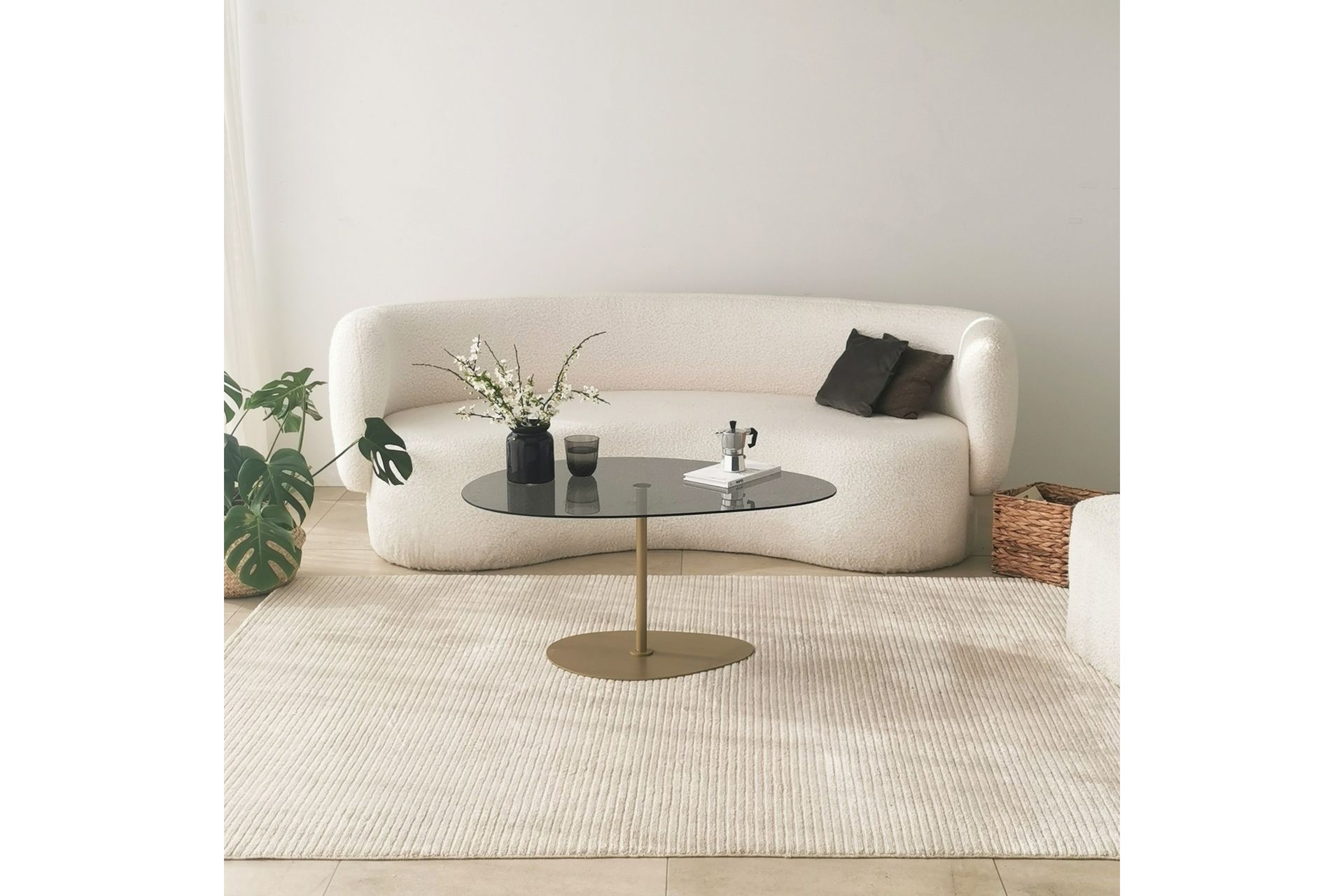 kammelle soffbord 90 cm grå/guld -