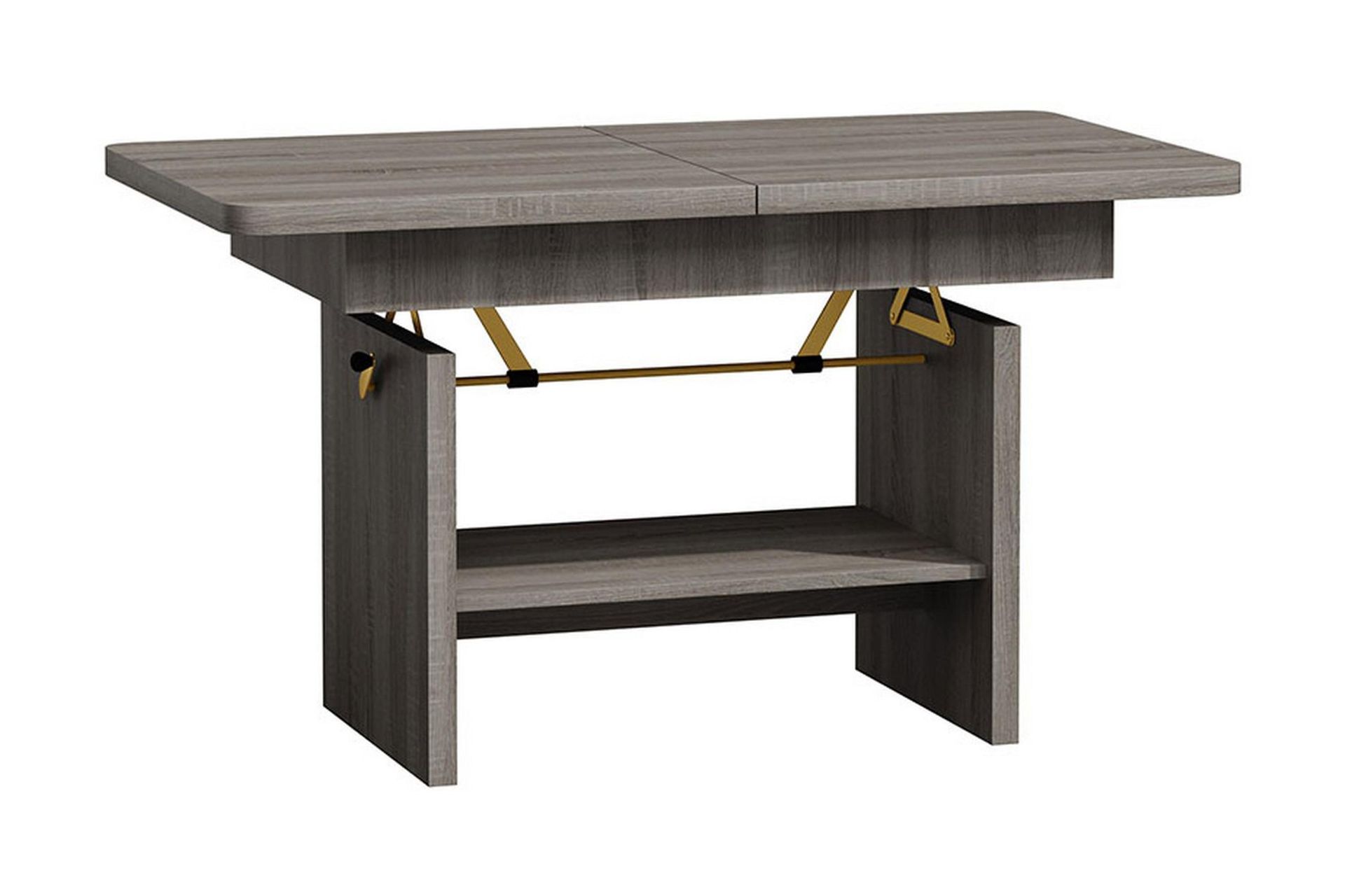 Kanej Soffbord 116 cm H&ouml;j- och S&auml;nkbar med F&ouml;rvaring Hylla - Gr&aring;