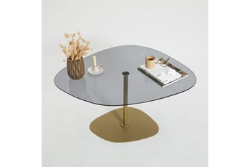 Karamea 85 cm Ovalt Soffbord i Glas och Metall - Grå - Möbler - Vardagsrum - Soffbord & vardagsrumsbord - Soffbord