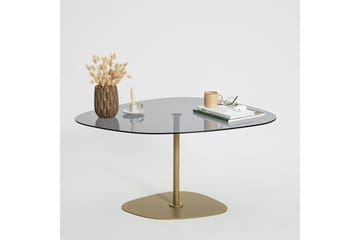Karamea 85 cm Ovalt Soffbord i Glas och Metall - Grå - Möbler - Vardagsrum - Soffbord & vardagsrumsbord - Soffbord