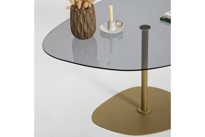 Karamea 85 cm Ovalt Soffbord i Glas och Metall - Grå - Möbler - Vardagsrum - Soffbord & vardagsrumsbord - Soffbord