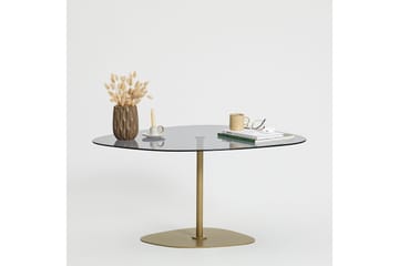 Karamea 85 cm Ovalt Soffbord i Glas och Metall - Grå - Möbler - Vardagsrum - Soffbord & vardagsrumsbord - Soffbord