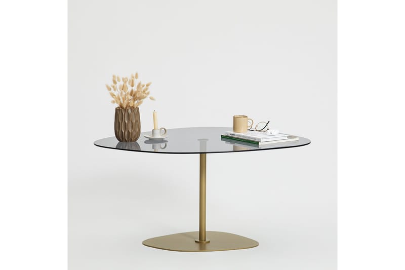 Karamea 85 cm Ovalt Soffbord i Glas och Metall - Grå - Möbler - Vardagsrum - Soffbord & vardagsrumsbord - Soffbord