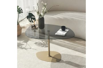 Karamea 85 cm Ovalt Soffbord i Glas och Metall - Grå - Möbler - Vardagsrum - Soffbord & vardagsrumsbord - Soffbord