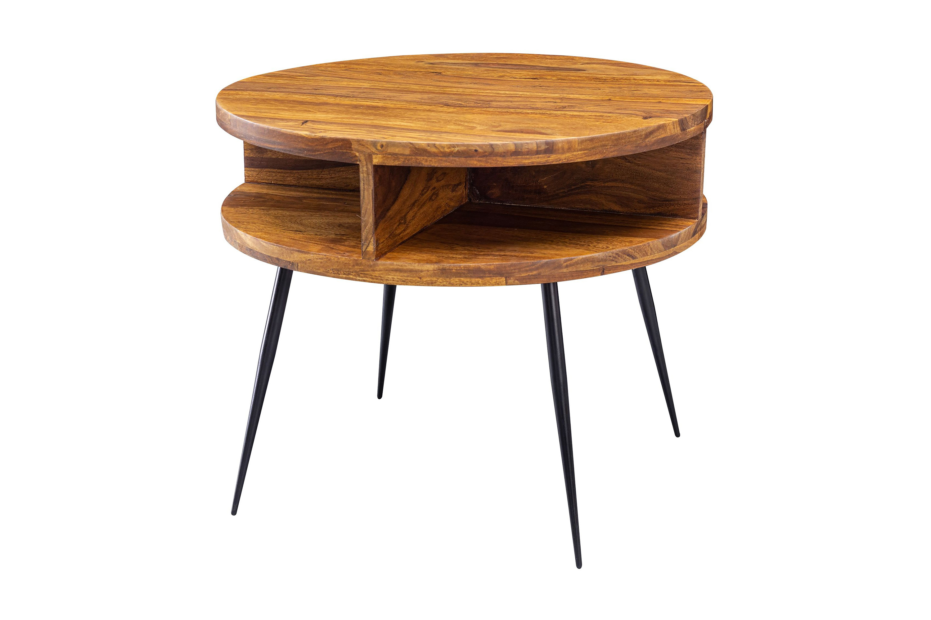 kenitra soffbord 60 cm med förvaring hylla runt massivt trä/ -