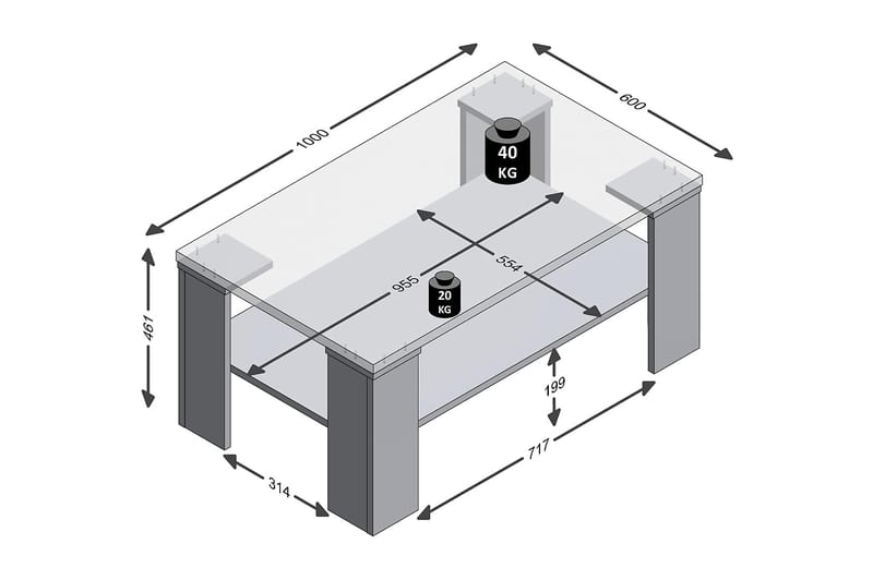 KENRICK Soffbord 100 cm med Förvaring Hyllor Ljus Ekfärg - Möbler - Vardagsrum - Soffbord & vardagsrumsbord - Soffbord