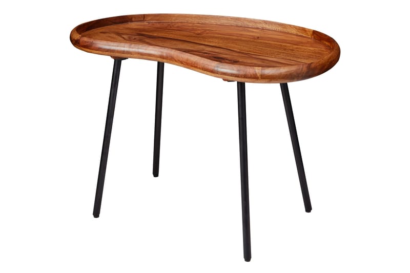 KENSLEY Soffbord 79 cm Njurformat Massivt Trä/Svart - Möbler - Vardagsrum - Soffbord & vardagsrumsbord - Soffbord