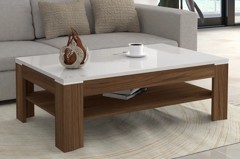 Keoisha Soffbord 120 cm med Förvaring Hylla - Valnötsbrun/Vit - Möbler - Vardagsrum - Soffbord & vardagsrumsbord - Soffbord