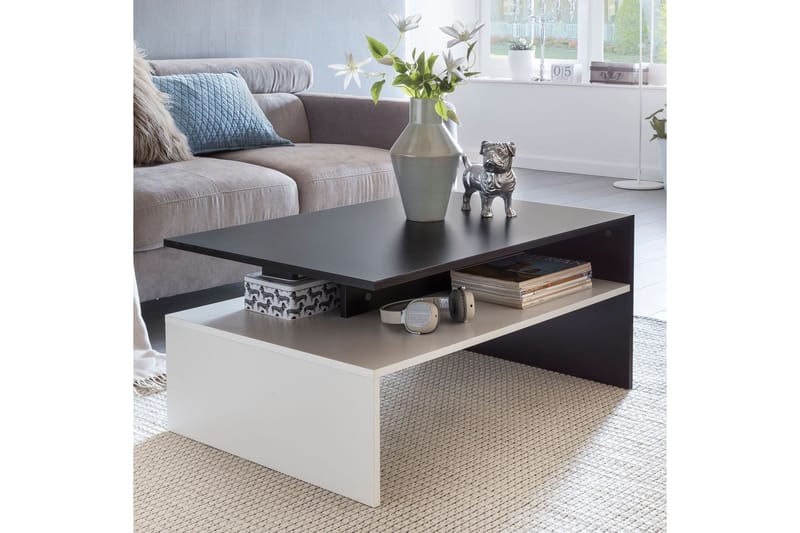 Ketchum Soffbord 90 cm med Förvaring Hylla - Svart/Vit - Möbler - Vardagsrum - Soffbord & vardagsrumsbord - Soffbord