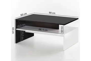 Ketchum Soffbord 90 cm med Förvaring Hylla - Svart/Vit - Möbler - Vardagsrum - Soffbord & vardagsrumsbord - Soffbord