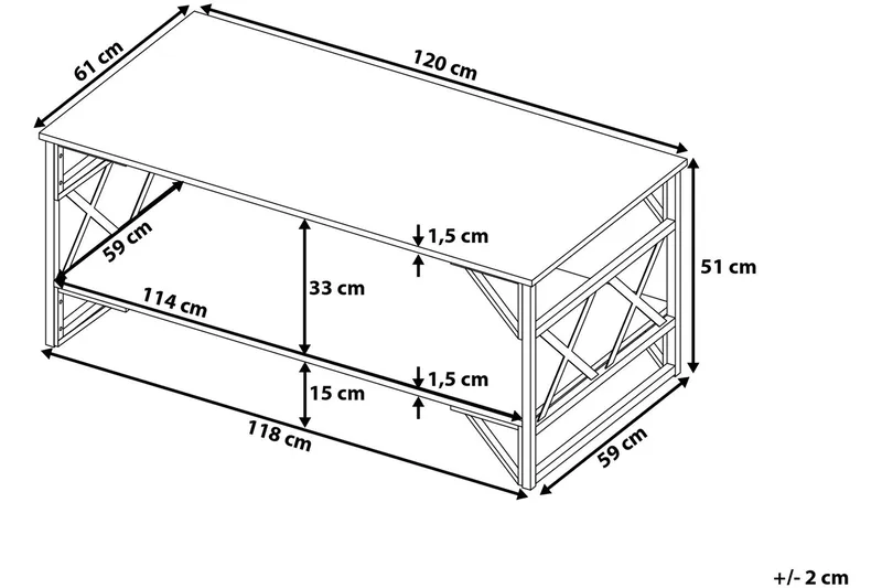 Kindertofte Soffbord 120 cm med Förvaring Hylla - Brungrå - Möbler - Vardagsrum - Soffbord & vardagsrumsbord - Soffbord