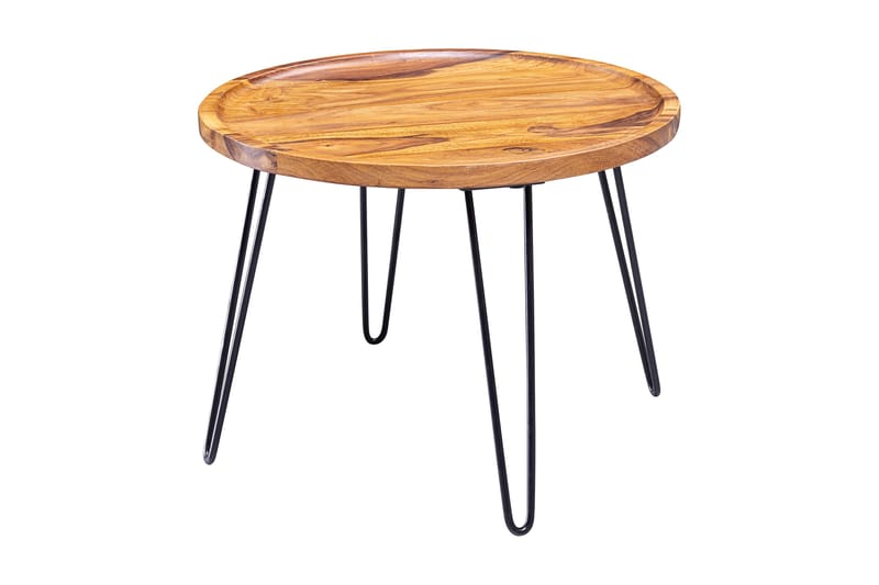 KIRKLEES Soffbord 60 cm Runt Massivt Trä/Svart - Möbler - Vardagsrum - Soffbord & vardagsrumsbord - Soffbord
