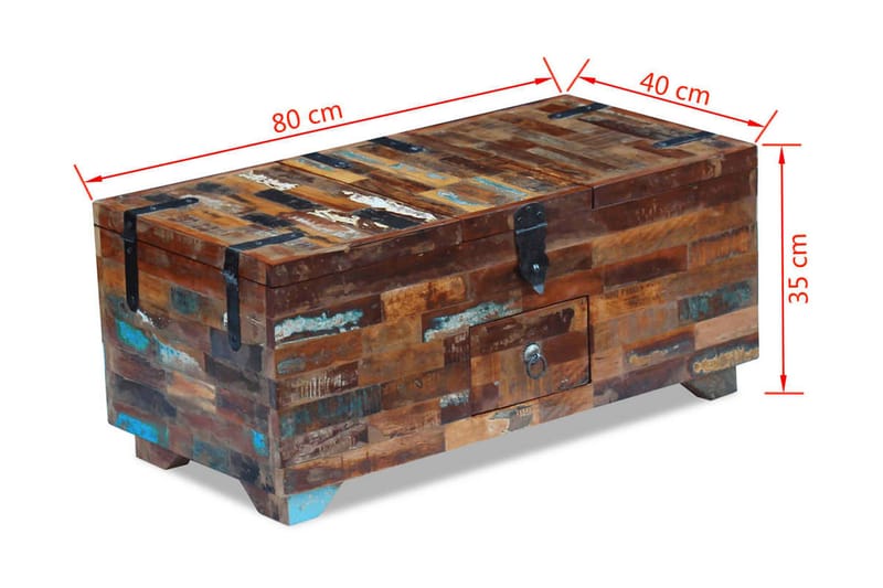 Kistbord massivt återvunnet trä 80x40x35 cm - Brun - Möbler - Vardagsrum - Soffbord & vardagsrumsbord - Soffbord