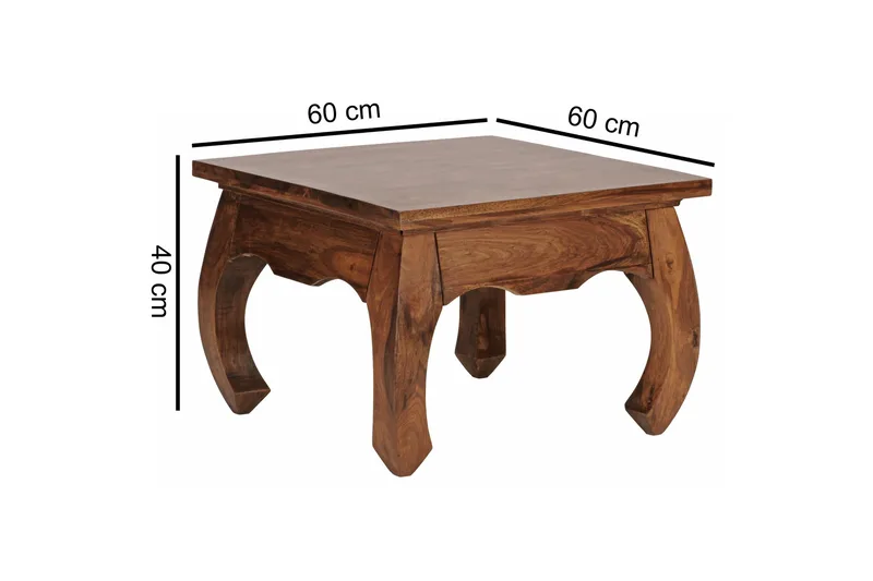 Koers Kvadratiskt Soffbord 60 cm med Svängda Ben i Massivt Trä - Brun - Möbler - Vardagsrum - Soffbord & vardagsrumsbord - Soffbord