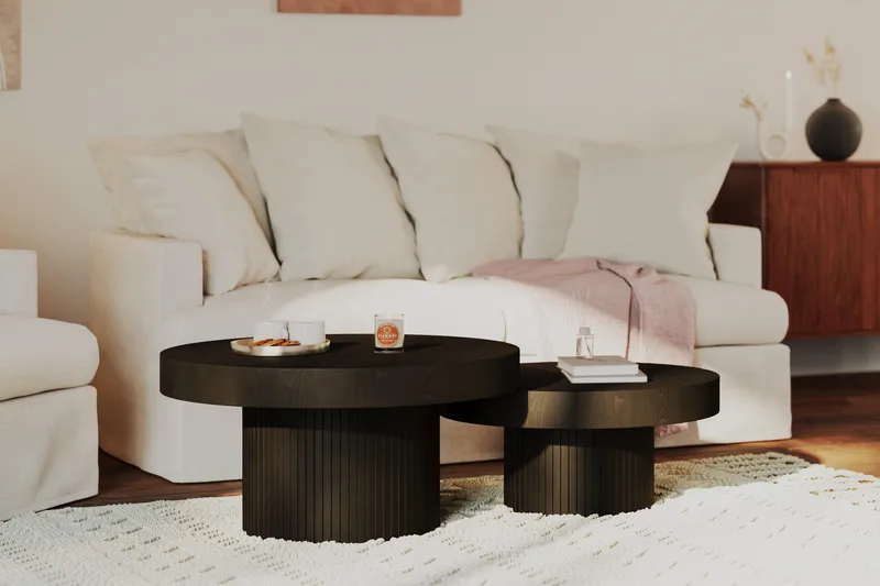 Kopparbo Soffbord 75 cm Runt Svart - Svart trä - Möbler - Vardagsrum - Soffbord & vardagsrumsbord - Soffbord